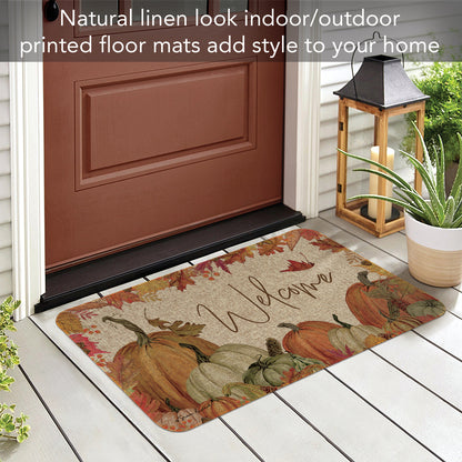 Counterart Fall Pumpkin Welcome Indoor/Outdoor Natural Linen Look Floor Mat with Recycled Rubber Back Manufactured in The USA 29.5” x 17.75”