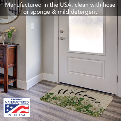 Counterart Farmhouse Welcome Indoor/Outdoor Natural Linen Look Floor Mat with Recycled Rubber Back Manufactured in The USA 29.5” x 17.75”