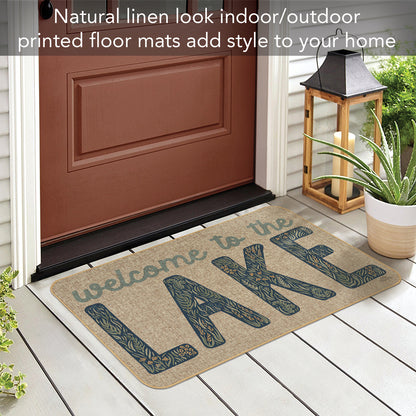 Counterart Lakeside Days Indoor/Outdoor Natural Linen Look Floor Mat with Recycled Rubber Back Manufactured in The USA 29.5” x 17.75”