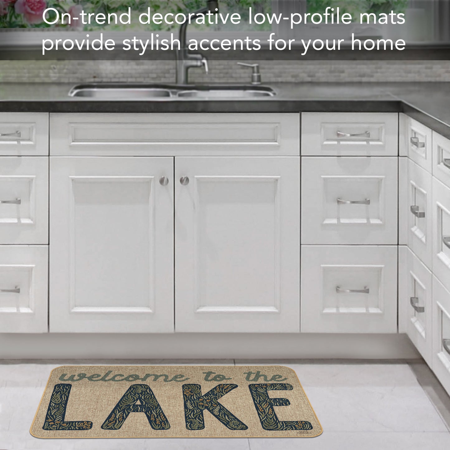 Counterart Lakeside Days Indoor/Outdoor Natural Linen Look Floor Mat with Recycled Rubber Back Manufactured in The USA 29.5” x 17.75”