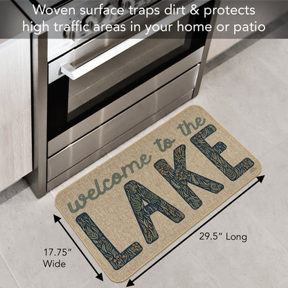 Counterart Lakeside Days Indoor/Outdoor Natural Linen Look Floor Mat with Recycled Rubber Back Manufactured in The USA 29.5” x 17.75”