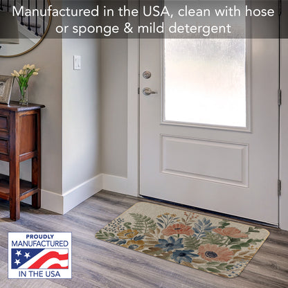 Highland Home Botanical Blends Indoor/Outdoor Natural Linen Look Floor Mat with Recycled Rubber Back Manufactured in The USA 29.5” x 17.75”