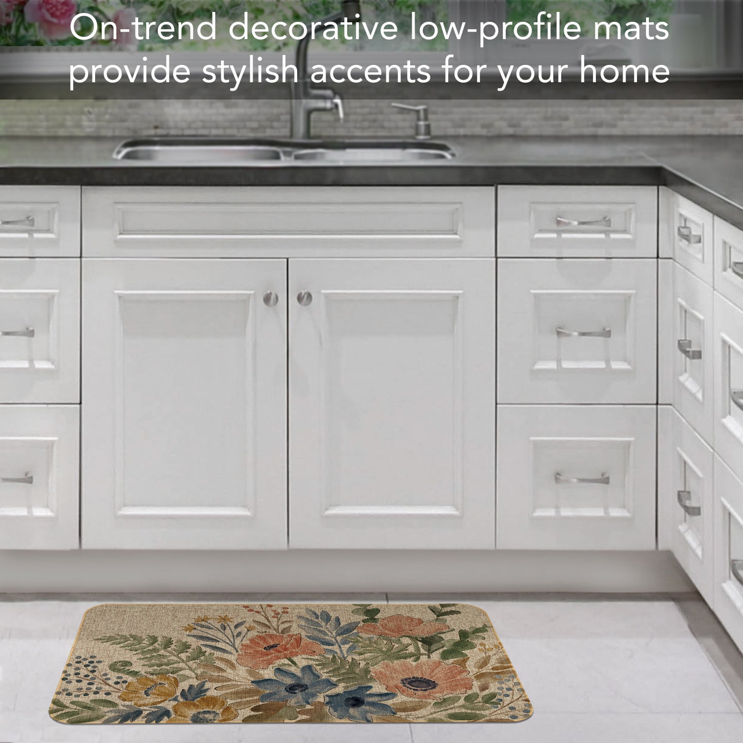 Highland Home Botanical Blends Indoor/Outdoor Natural Linen Look Floor Mat with Recycled Rubber Back Manufactured in The USA 29.5” x 17.75”