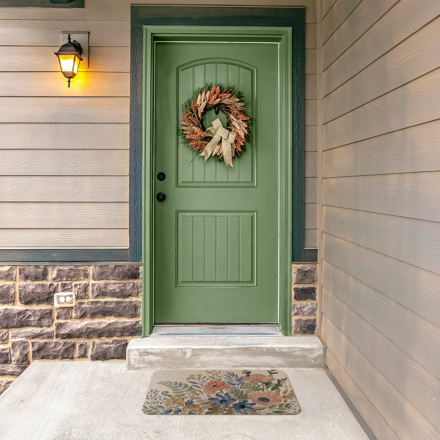 Highland Home Botanical Blends Indoor/Outdoor Natural Linen Look Floor Mat with Recycled Rubber Back Manufactured in The USA 29.5” x 17.75”