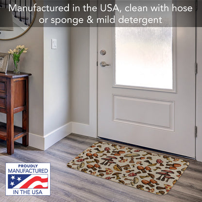 Highland Home Mushroom Harvest Indoor/Outdoor Natural Linen Look Floor Mat with Recycled Rubber Back Manufactured in The USA 29.5” x 17.75”