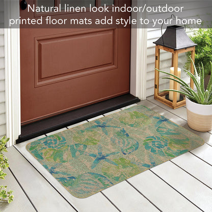 Highland Home Isla Mona Indoor/Outdoor Natural Linen Look Floor Mat with Recycled Rubber Back Manufactured in The USA 29.5” x 17.75”