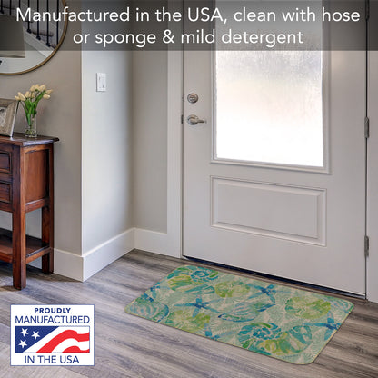 Highland Home Isla Mona Indoor/Outdoor Natural Linen Look Floor Mat with Recycled Rubber Back Manufactured in The USA 29.5” x 17.75”