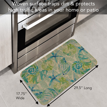 Highland Home Isla Mona Indoor/Outdoor Natural Linen Look Floor Mat with Recycled Rubber Back Manufactured in The USA 29.5” x 17.75”