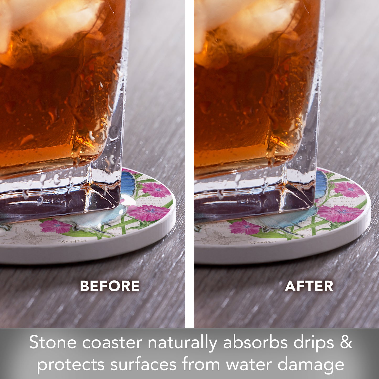 Thirstystone Hairstreak Butterfly Single Round Absorbent Stone Coaster with Protective Cork Backing Manufactured in The USA 4" Diameter