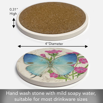 Thirstystone Hairstreak Butterfly Single Round Absorbent Stone Coaster with Protective Cork Backing Manufactured in The USA 4" Diameter