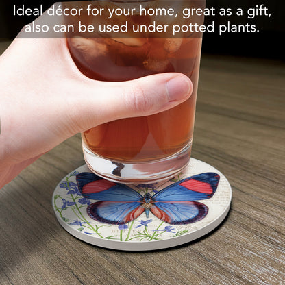 Thirstystone Painted Beauty Butterfly Single Round Absorbent Stone Coaster with Protective Cork Backing Manufactured in The USA 4" Diameter
