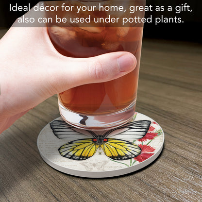 Thirstystone Sawtooth Butterfly Single Round Absorbent Stone Coaster with Protective Cork Backing Manufactured in The USA 4" Diameter