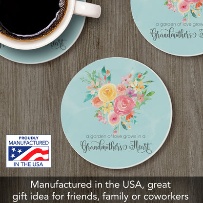 Thirstystone Grandmother's Heart Single Rodund Absorbent Stone Coaster with Protective Cork Backing Manufactured in The USA 4" Diameter
