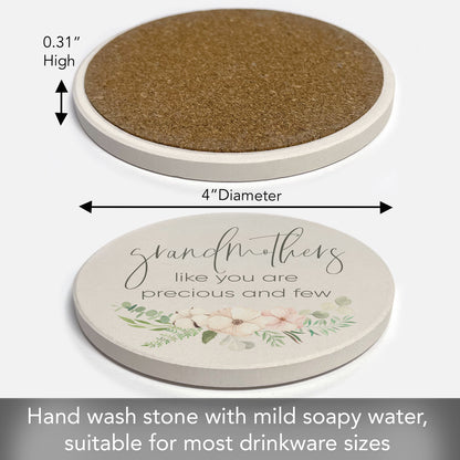 Thirstystone Grandmothers Single Round Absorbent Stone Coaster with Protective Cork Backing Manufactured in The USA 4" Diameter