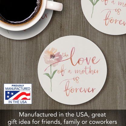 Thirstystone Mom's Love Single Round Absorbent Stone Coaster Manufactured in The USA 4" Diameter