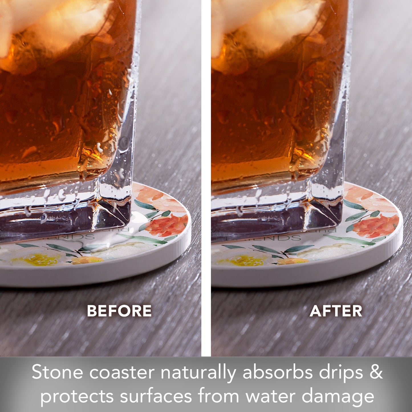 Thirstystone Loyal Sister Single Round Absorbent Stone Coaster with Protective Cork Backing Manufactured in The USA 4" Diameter