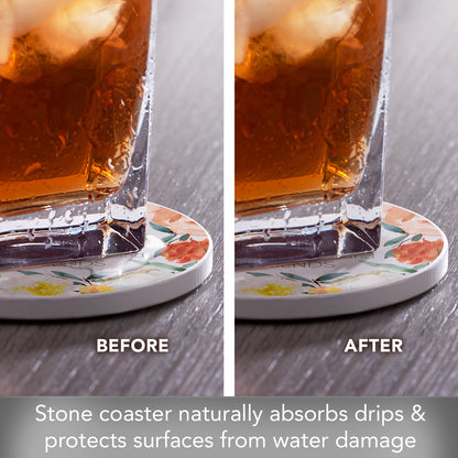 Thirstystone Loyal Sister Single Round Absorbent Stone Coaster with Protective Cork Backing Manufactured in The USA 4" Diameter