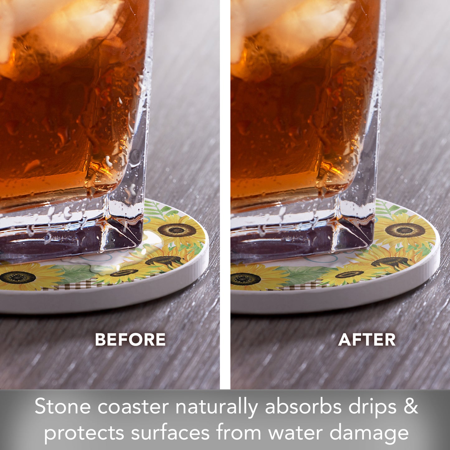Thirstystone Mom Sunshine Single Round Absorbent Stone Coaster with Protective Cork Backing Manufactured in The USA 4" Diameter