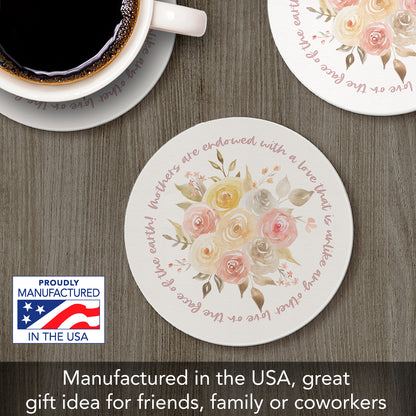 Thirstystone Mothers Endowed Single Round Absorbent Stone Coaster with Protective Cork Backing Manufactured in The USA 4" Diameter