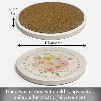 Thirstystone Mothers Endowed Single Round Absorbent Stone Coaster with Protective Cork Backing Manufactured in The USA 4" Diameter