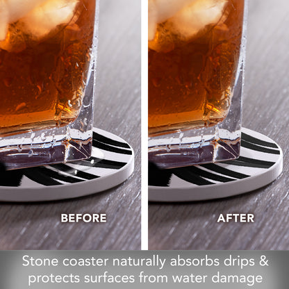Thirstystone Black Swipes Single Round Absorbent Stone Coaster with Protective Cork Backing Manufactured in The USA 4" Diameter