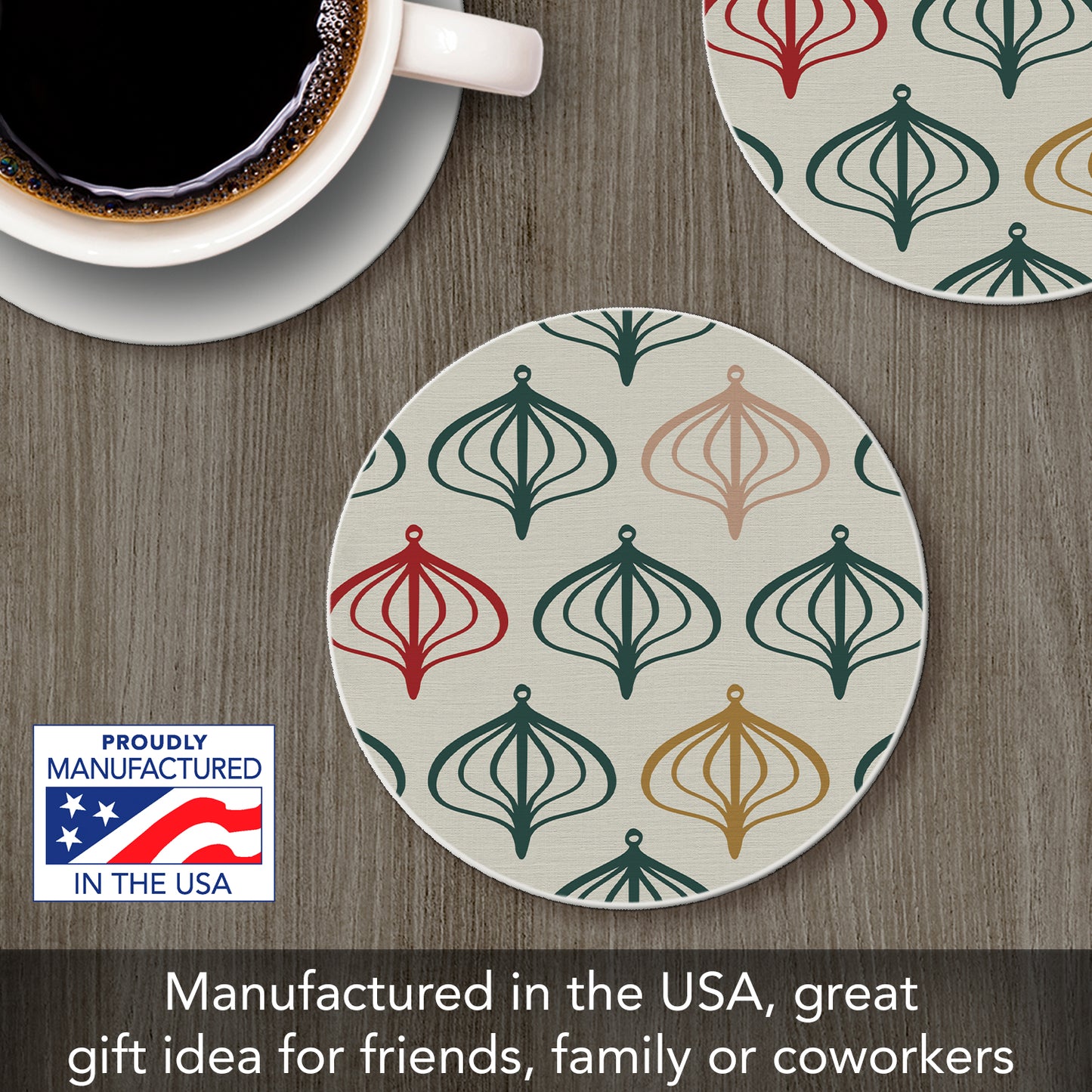 Thirstystone Ornaments Single Round Absorbent Stone Coaster with Protective Cork Backing Manufactured in The USA 4" Diameter