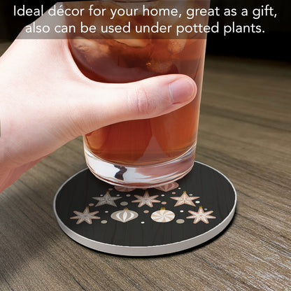 Thirstystone Ornament Tree Single Round Absorbent Stone Coaster with Protective Cork Backing Manufactured in The USA 4" Diameter