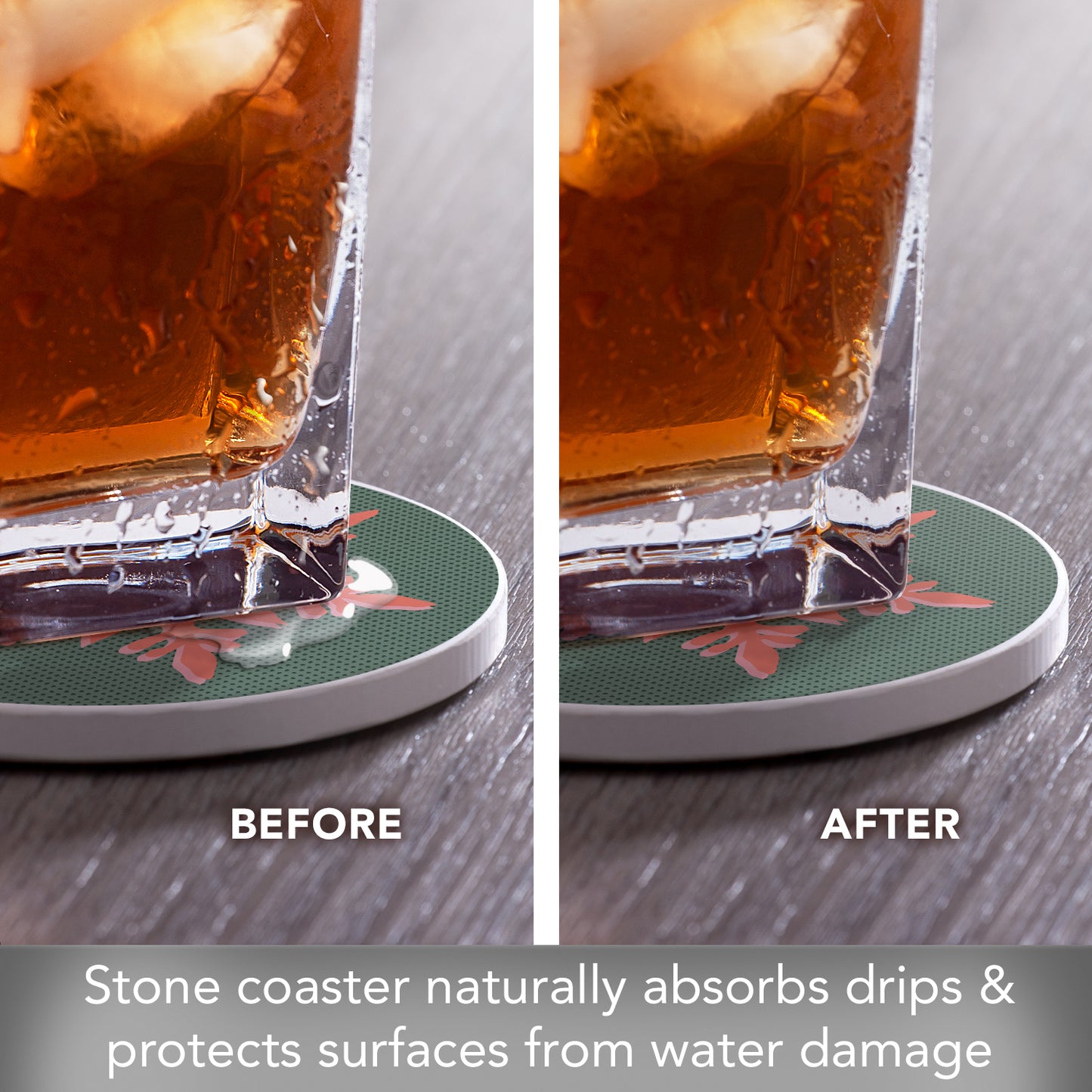 Thirstystone Snowflake Single Round Absorbent Stone Coaster with Protective Cork Backing Manufactured in The USA 4" Diameter