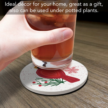Thirstystone Stitched Red Cardinal Single Round Absorbent Stone Coaster with Protective Cork Backing Manufactured in The USA 4" Diameter