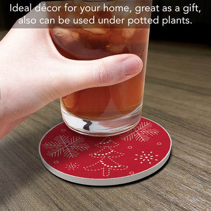 Thirstystone Stitched Snowflakes Single Round Absorbent Stone Coaster with Protective Cork Backing Manufactured in The USA 4" Diameter