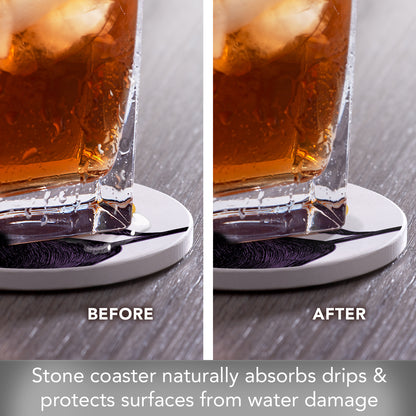 Thirstystone Witch's Broom Round Absorbent Stone Coaster with Protective Cork Backing Manufactured in The USA 4" Diameter