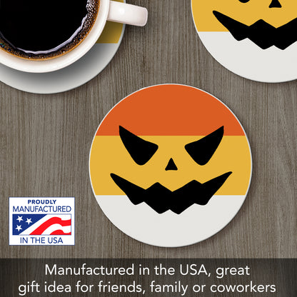 Thirstystone Candy Corn Jack-O-Lantern Round Absorbent Stone Coaster with Protective Cork Backing Manufactured in The USA 4" Diameter