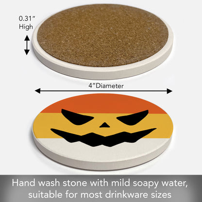 Thirstystone Candy Corn Jack-O-Lantern Round Absorbent Stone Coaster with Protective Cork Backing Manufactured in The USA 4" Diameter