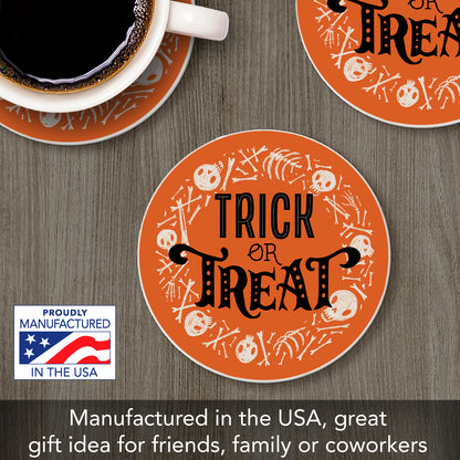 Thirstystone Trick or Treat Round Absorbent Stone Coaster with Protective Cork Backing Manufactured in The USA 4" Diameter