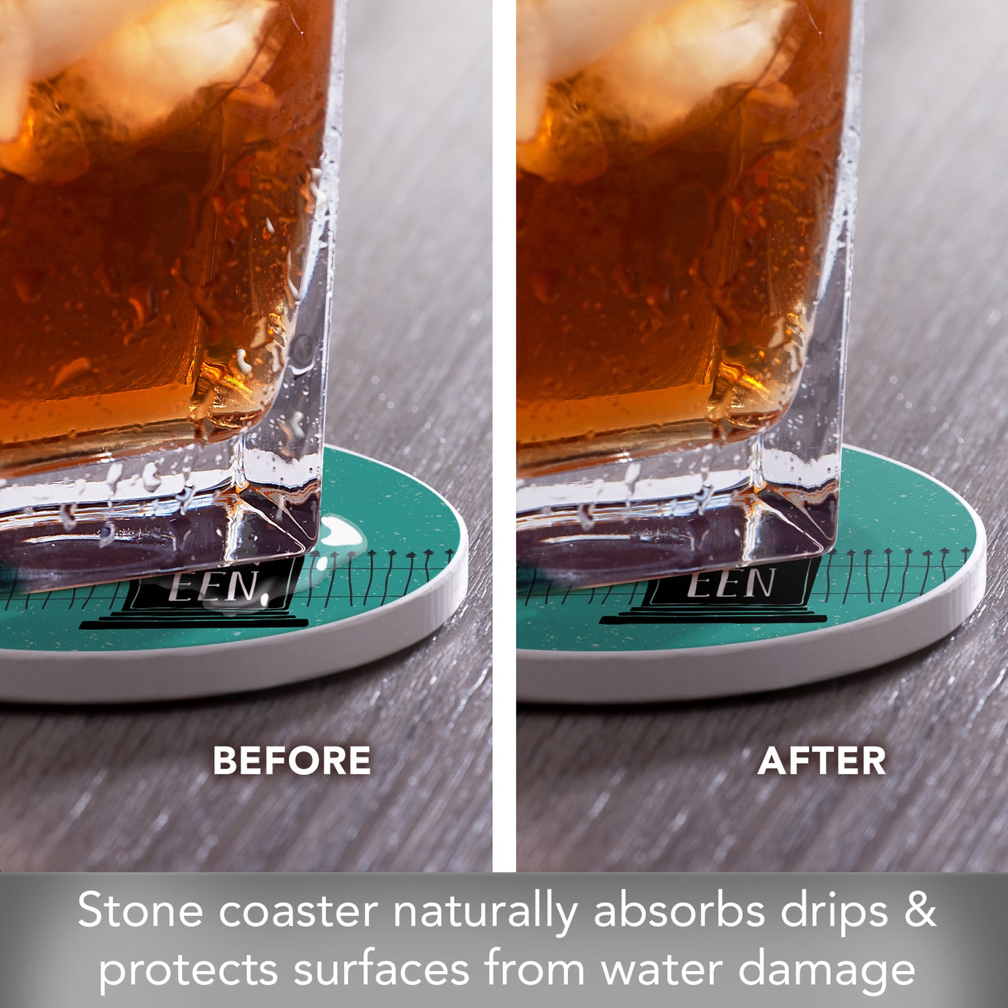 Thirstystone Halloween Grave Round Absorbent Stone Coaster with Protective Cork Backing Manufactured in The USA 4" Diameter