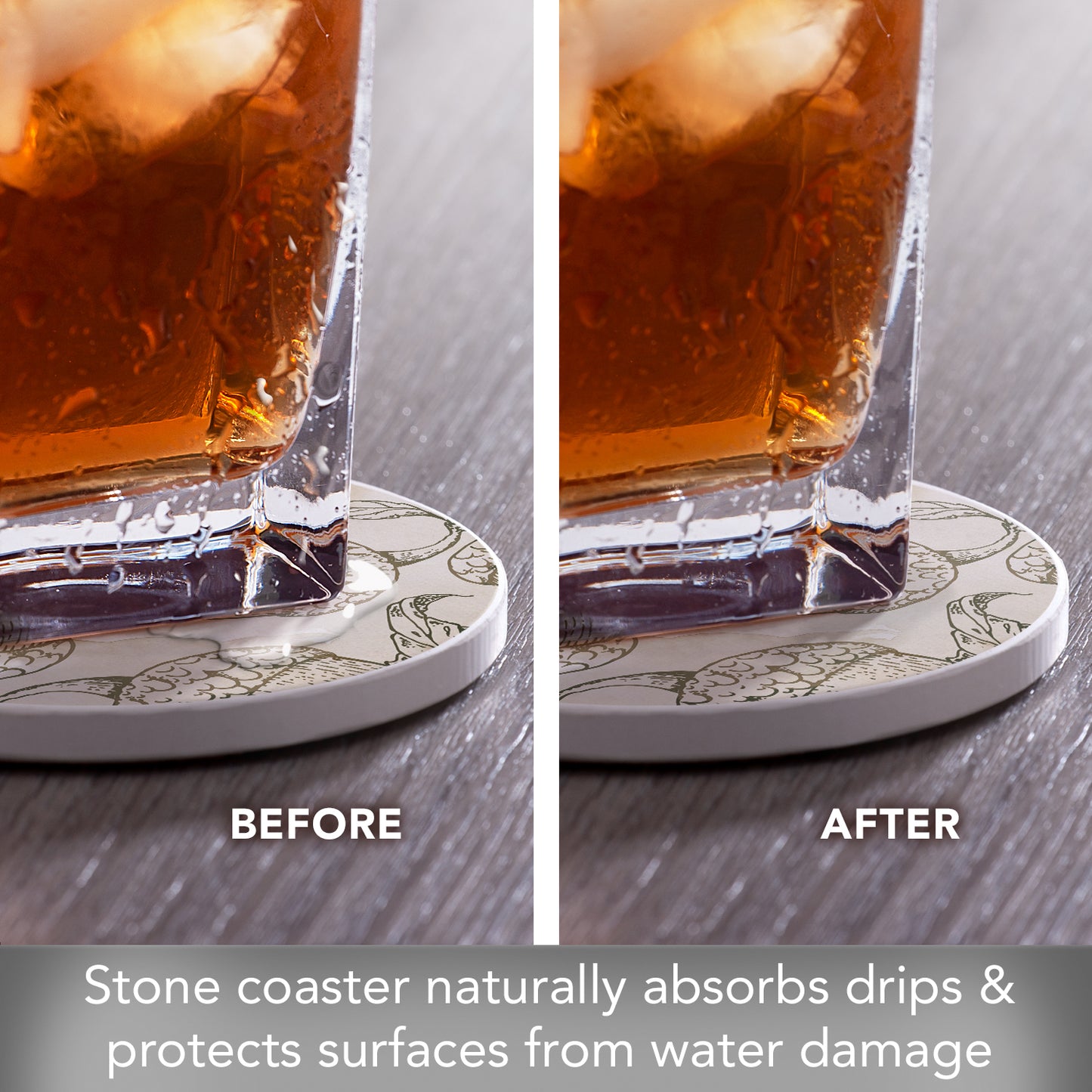 Thirstystone Acorn Round Absorbent Stone Coaster with Protective Cork Backing Manufactured in The USA 4" Diameter