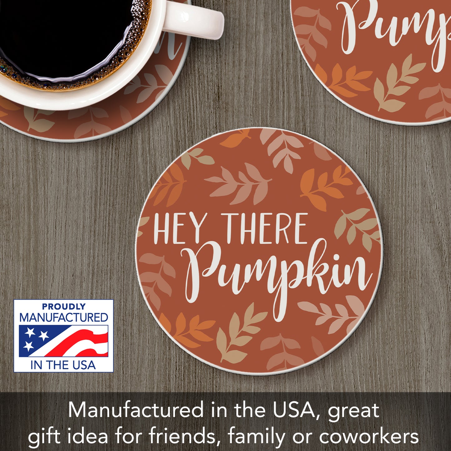 Thirstystone Hey There Pumpkin Round Absorbent Stone Coaster with Protective Cork Backing Manufactured in The USA 4" Diameter