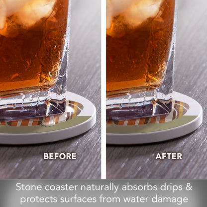 Thirstystone Plaid Pumpkin Round Absorbent Stone Coaster with Protective Cork Backing Manufactured in The USA 4" Diameter