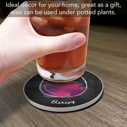 Thirstystone Liquid Therapy Single Round Absorbent Stone Coaster with Protective Cork Backing Manufactured in The USA 4" Diameter