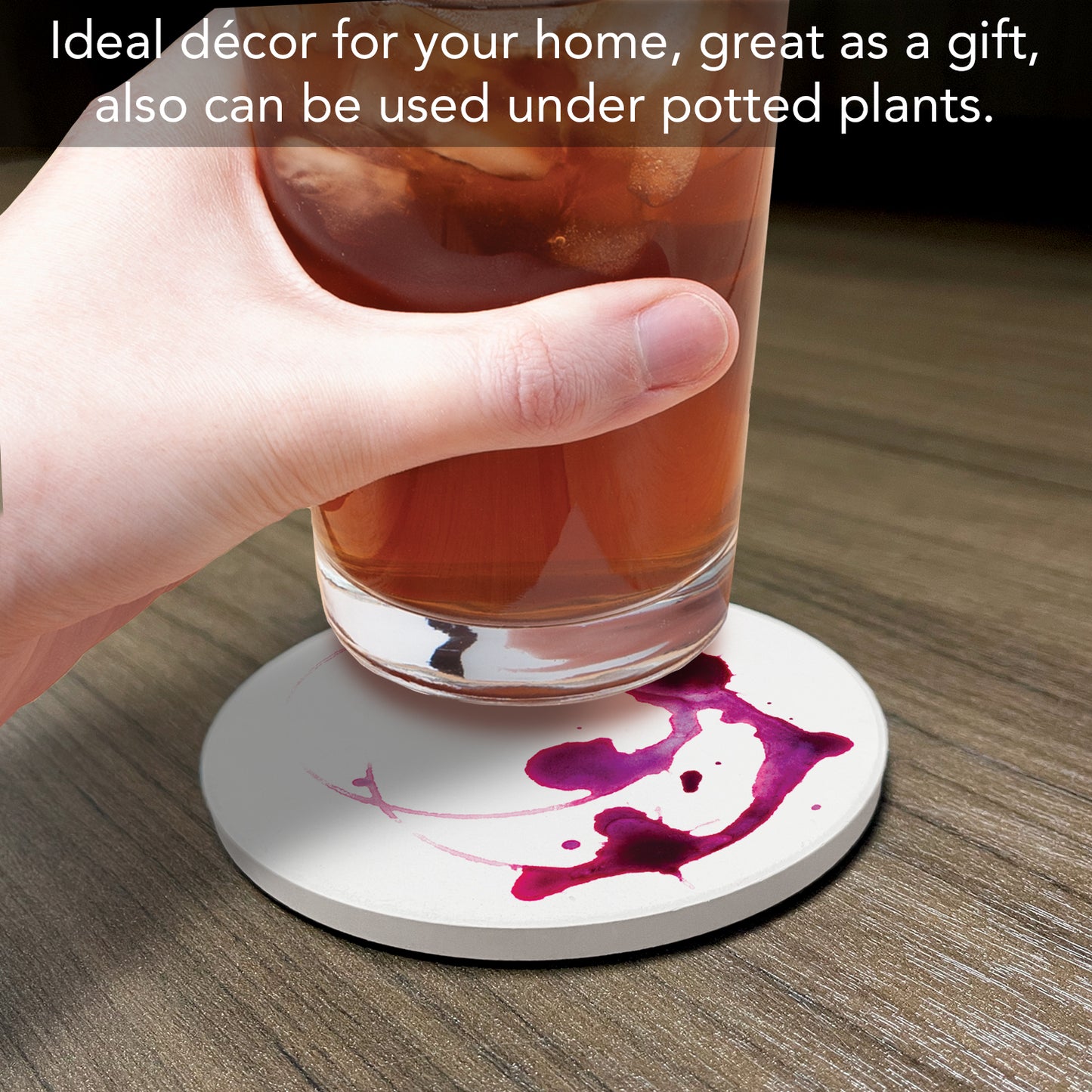 Thirstystone Wine Stain Single Round Absorbent Stone Coaster with Protective Cork Backing Manufactured in The USA 4" Diameter