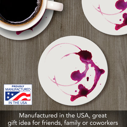 Thirstystone Wine Stain Single Round Absorbent Stone Coaster with Protective Cork Backing Manufactured in The USA 4" Diameter