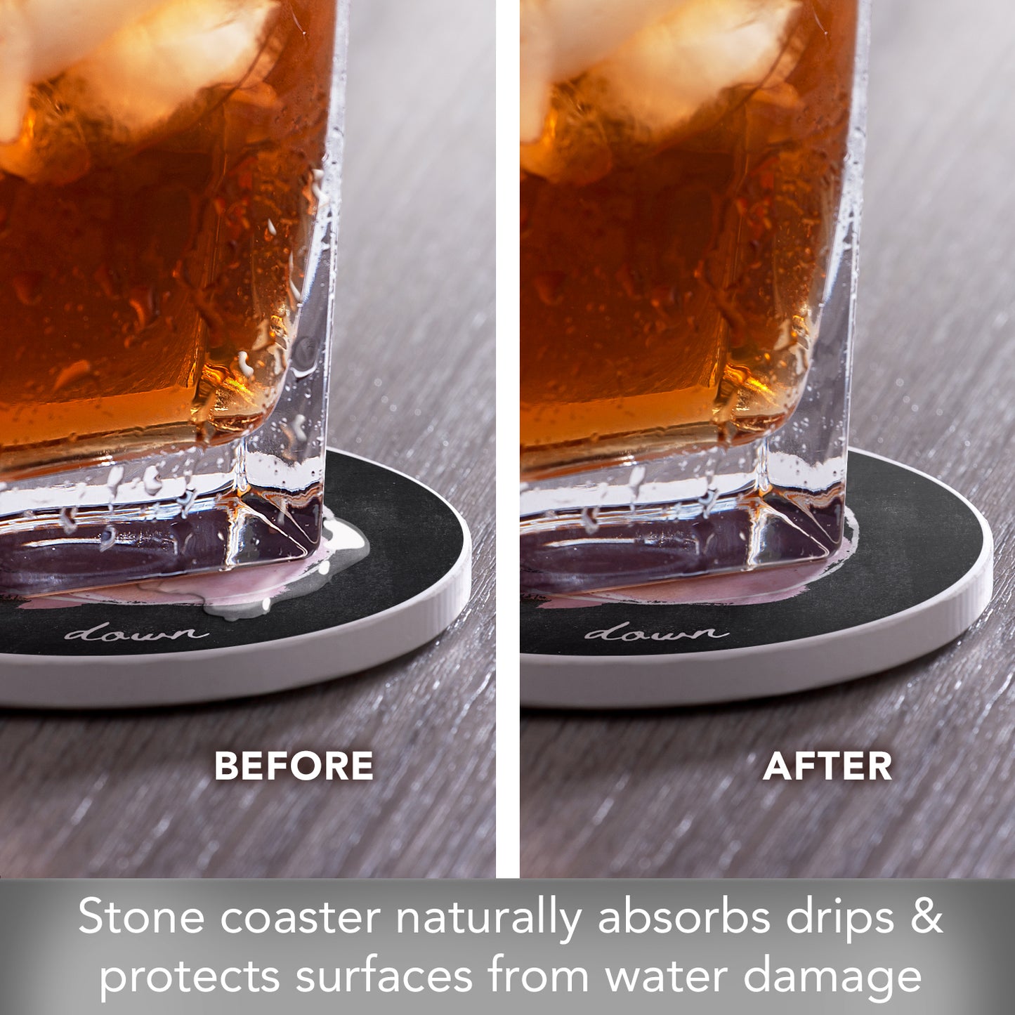 Thirstystone Wine Down Single Round Absorbent Stone Coaster with Protective Cork Backing Manufactured in The USA 4" Diameter