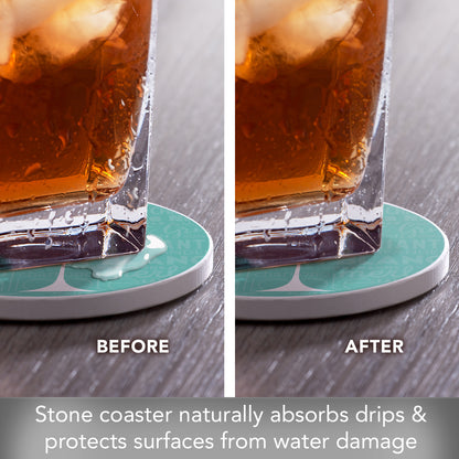 Thirstystone Wine Glass Heart Single Round Absorbent Stone Coaster with Protective Cork Backing Manufactured in The USA 4" Diameter