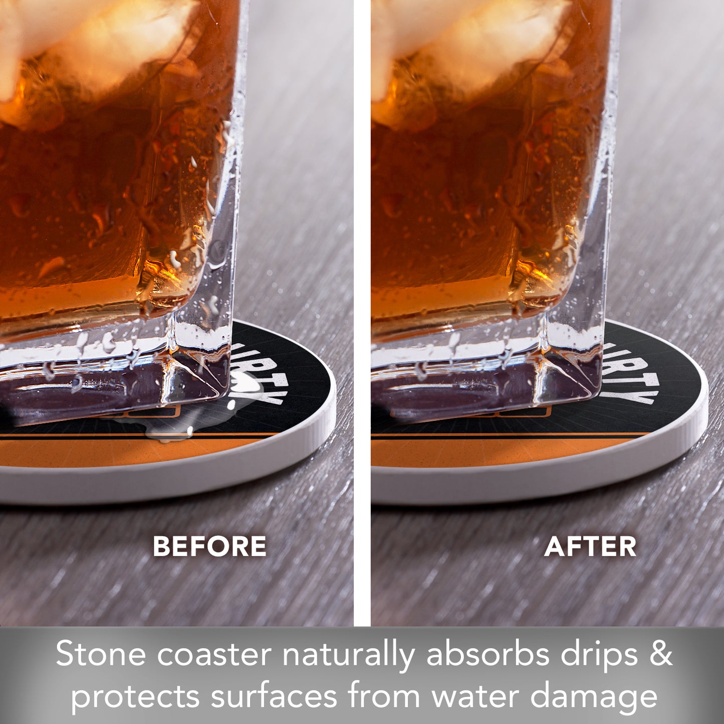 Thirstystone Beer Thirty Single Round Absorbent Stone Coaster with Protective Cork Backing Manufactured in The USA 4" Diameter