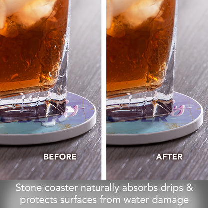 Thirstystone Sober Single Round Absorbent Stone Coaster with Protective Cork Backing Manufactured in The USA 4" Diameter