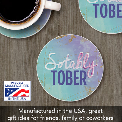 Thirstystone Sober Single Round Absorbent Stone Coaster with Protective Cork Backing Manufactured in The USA 4" Diameter