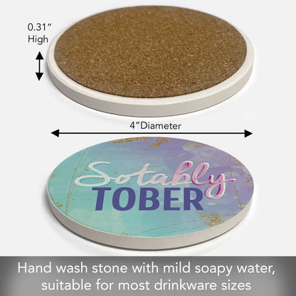Thirstystone Sober Single Round Absorbent Stone Coaster with Protective Cork Backing Manufactured in The USA 4" Diameter
