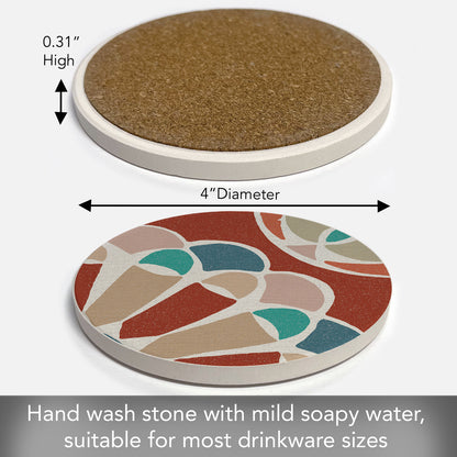 Thirstystone Mosaic Flower Single Round Absorbent Stone Coaster with Protective Cork Backing Manufactured in The USA 4" Diameter