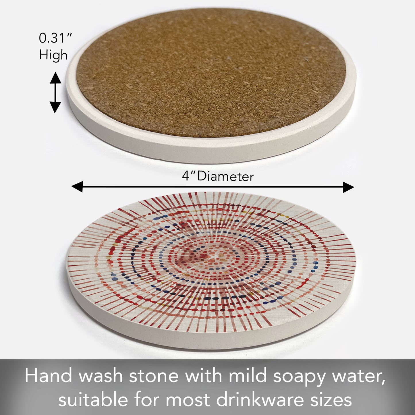Thirstystone Desert Burst Single Round Absorbent Stone Coaster 4" Diameter