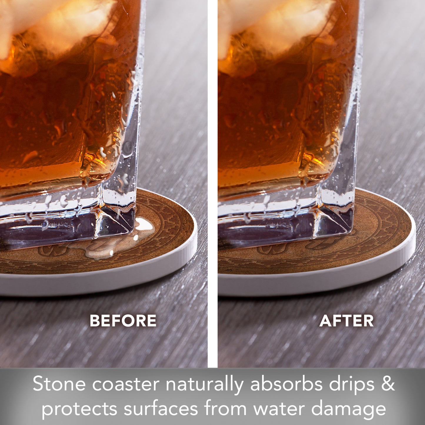 Thirstystone Leather Skull Single Round Absorbent Stone Coaster with Protective Cork Backing Manufactured in The USA 4" Diameter